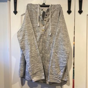 Gray boutique hoodie with buttons and kangaroo pocket